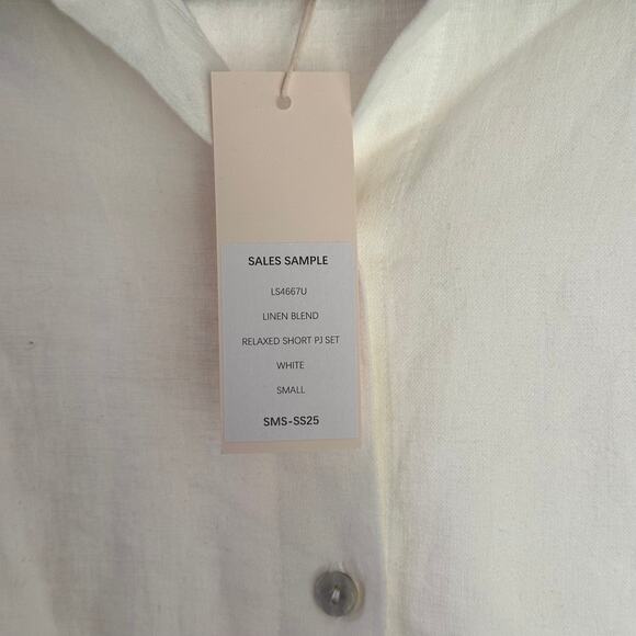 NWT Eberjey Linen Blend Off White Relaxed Button Down Pajama Top Small - Picture 5 of 8